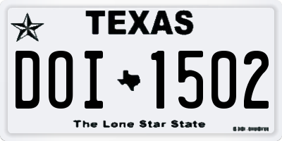TX license plate DOI1502