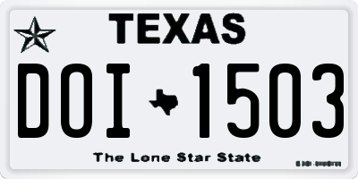 TX license plate DOI1503