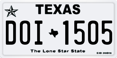TX license plate DOI1505