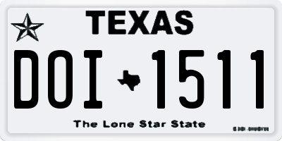 TX license plate DOI1511