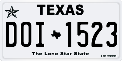 TX license plate DOI1523