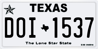 TX license plate DOI1537