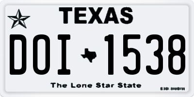 TX license plate DOI1538