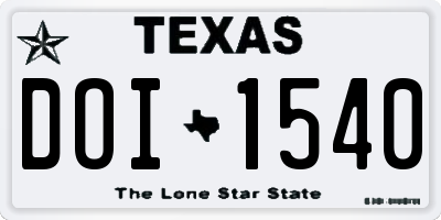 TX license plate DOI1540