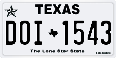 TX license plate DOI1543