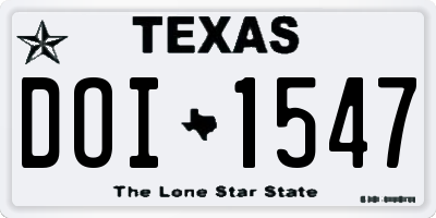 TX license plate DOI1547