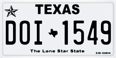 TX license plate DOI1549