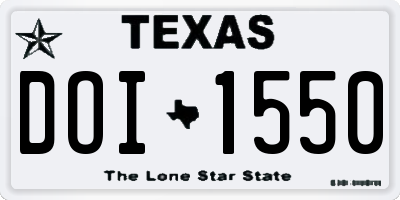 TX license plate DOI1550