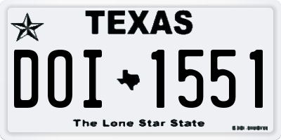 TX license plate DOI1551