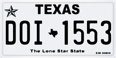TX license plate DOI1553
