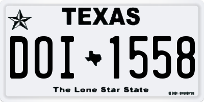 TX license plate DOI1558