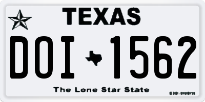 TX license plate DOI1562