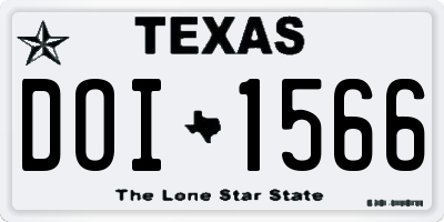 TX license plate DOI1566