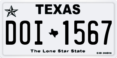 TX license plate DOI1567