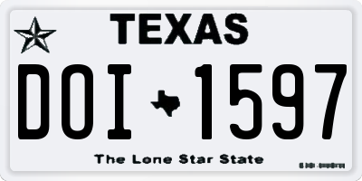 TX license plate DOI1597