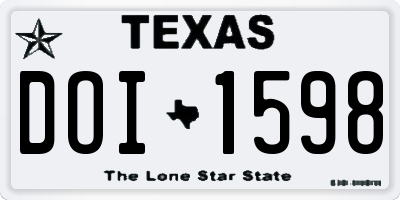 TX license plate DOI1598