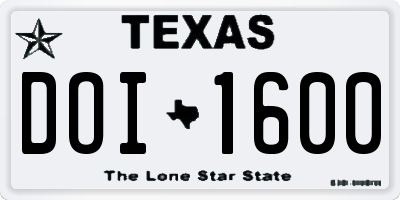 TX license plate DOI1600