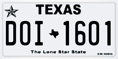 TX license plate DOI1601