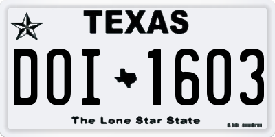 TX license plate DOI1603