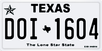 TX license plate DOI1604