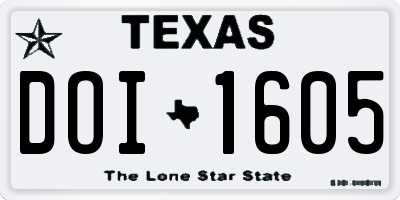 TX license plate DOI1605