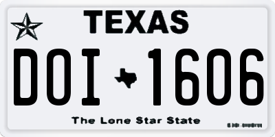 TX license plate DOI1606