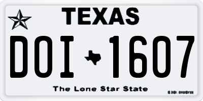 TX license plate DOI1607