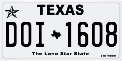 TX license plate DOI1608