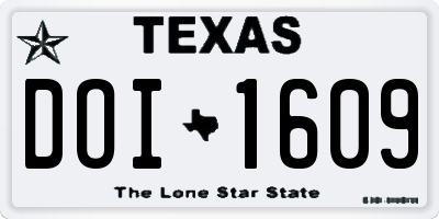 TX license plate DOI1609