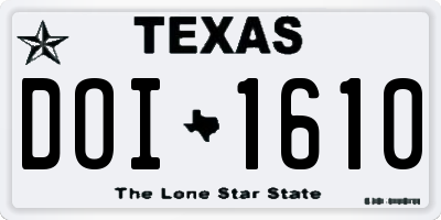 TX license plate DOI1610