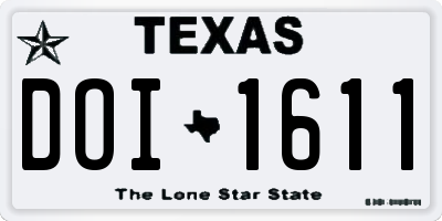TX license plate DOI1611