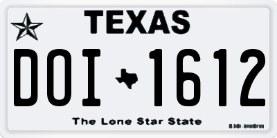 TX license plate DOI1612