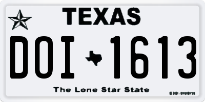 TX license plate DOI1613