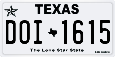 TX license plate DOI1615