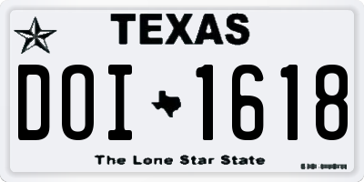 TX license plate DOI1618