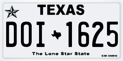 TX license plate DOI1625