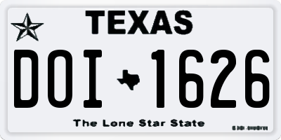 TX license plate DOI1626