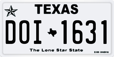 TX license plate DOI1631
