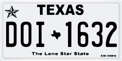 TX license plate DOI1632