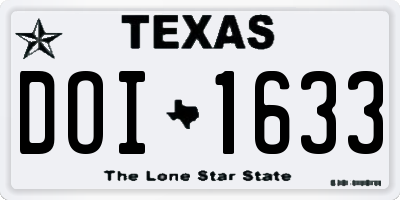 TX license plate DOI1633