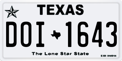 TX license plate DOI1643