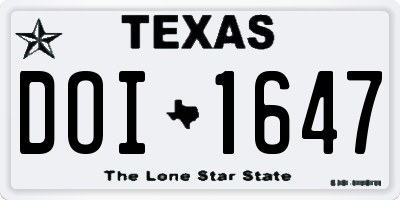 TX license plate DOI1647