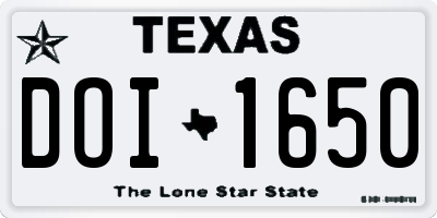TX license plate DOI1650