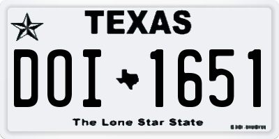 TX license plate DOI1651
