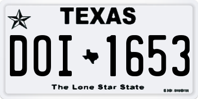 TX license plate DOI1653