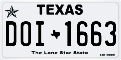 TX license plate DOI1663