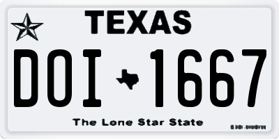 TX license plate DOI1667