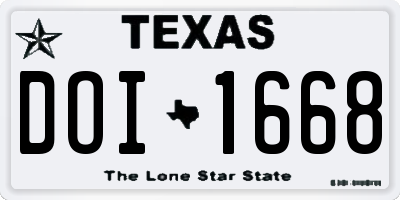 TX license plate DOI1668