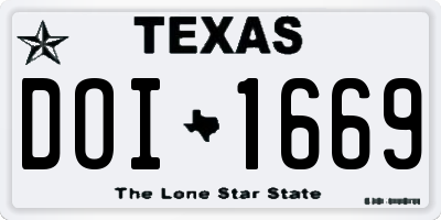 TX license plate DOI1669