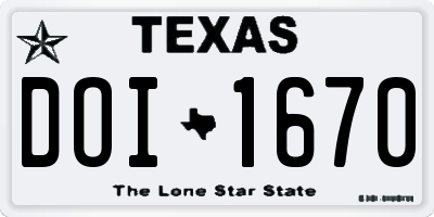 TX license plate DOI1670